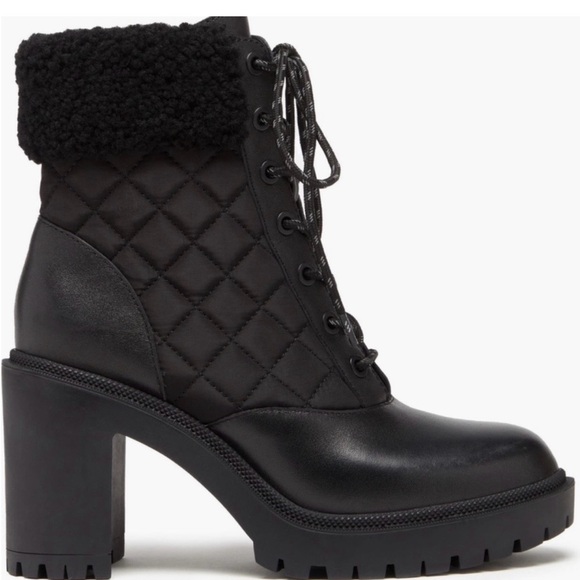 NWOB PAIGE Black Bryce Quilted Bootie & Genuine Shearling Trim, 7.5., Pristine - Picture 4 of 10